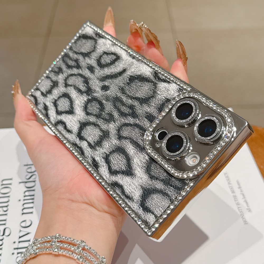 Luxury Plating Case - Luxury Diamond Leopard Print Pattern Phone