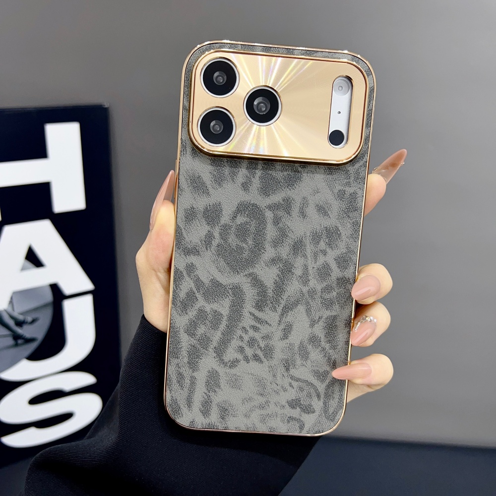 Luxury Plating Case - Luxury Matte PU Leopard Print Phone