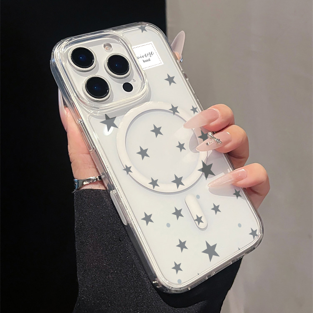 Grey Star Print magnetic Clear - đánh giá và giá Phone Cases Magnetic