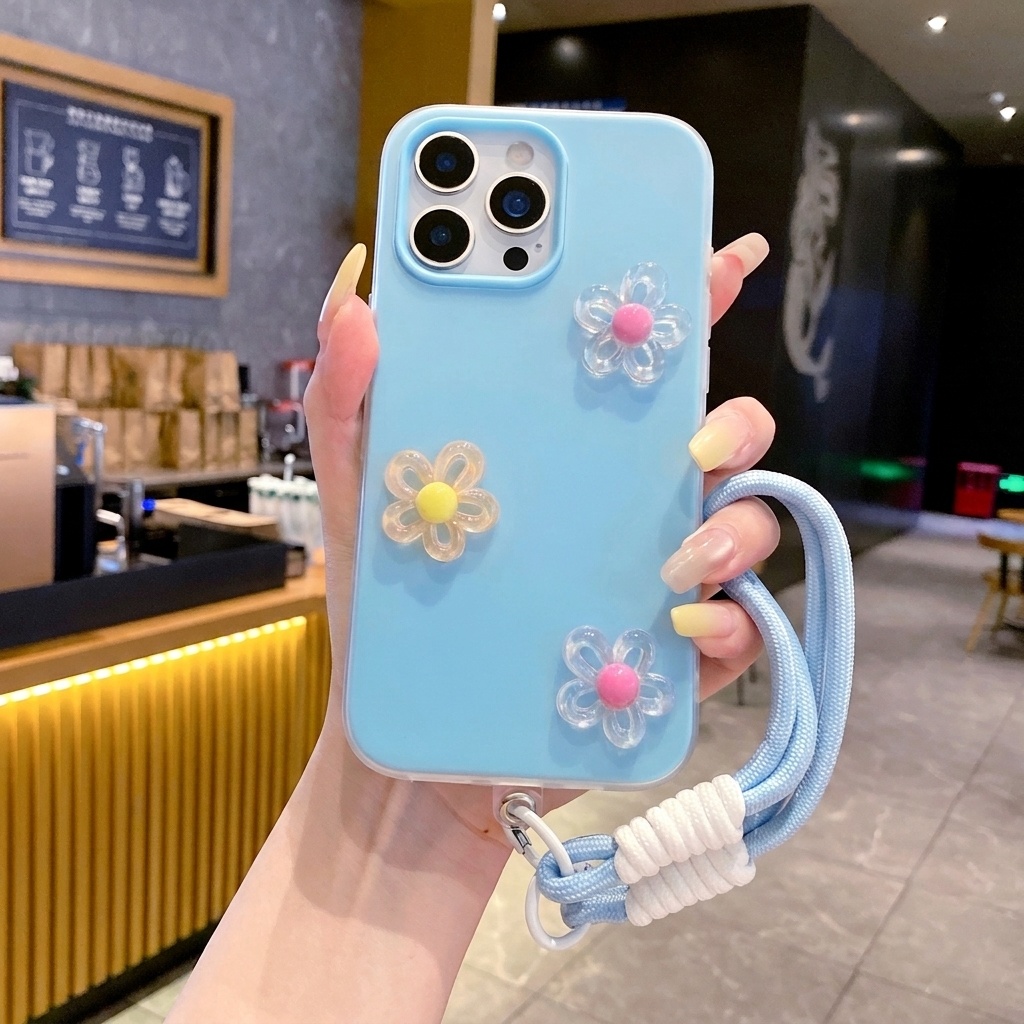 Blue 2 In 1 With 3D Diy Flower - đánh giá và giá Phone Cases Diy