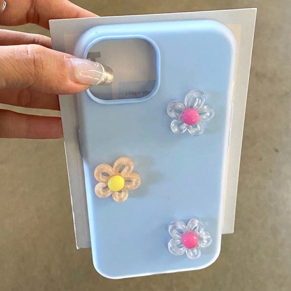 Blue 2 In 1 With 3D Diy Flower - đánh giá và giá Phone Cases Diy